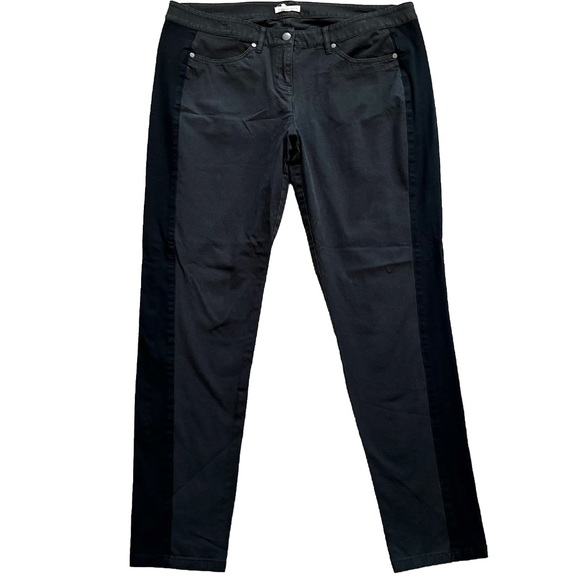 Eileen Fisher Pants - EILEEN FISHER ORGANIC COTTON BLACK PANTS W/ SIDE STRIP DETAIL SIZE LARGE CHIC